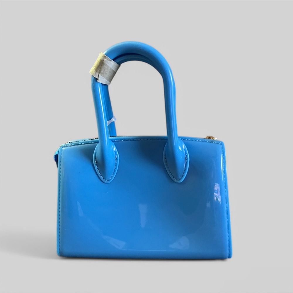 NWT Deluxity Small Jelly Blue Satchel Crossbody Gold Tone Hardware & Hand Bag - Picture 2 of 7